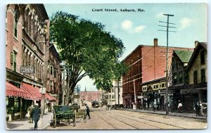 2 Postcards AUBURN, Maine ME ~ COURT STREET & MAINE STREET Scenes 1910s