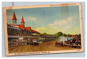 Vintage 1952 Postcard - Horse Race Finish at Churchill Downs Louisville Kentucky