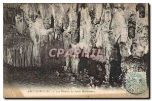 Old Postcard Arcy sur cure Caves the Baptismal Font