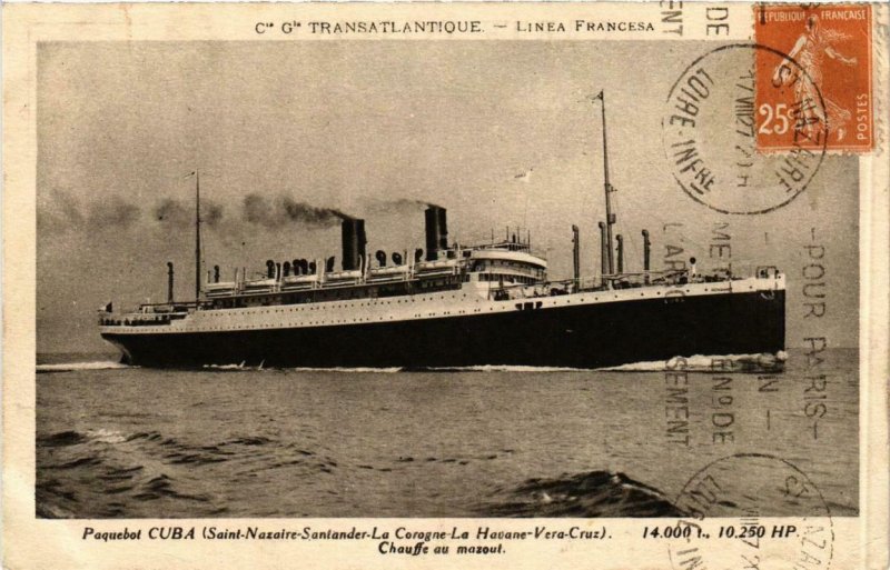 CPA AK Paquebot CUBA Cie Générale Transatlantique SHIPS (703914)