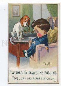 279831 COMIC heavy eater Boy w/ DOG by RIGHT Vintage LAPINA PC