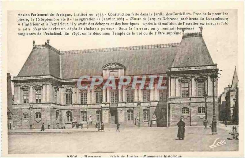 Postcard Rennes Old Courthouse Historic Monument