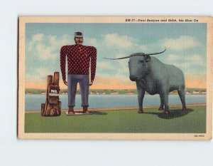 Postcard Paul Bunyan And Babe his Blue Ox Bemidji Minnesota USA