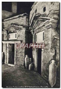 Old Postcard Roma Tre Catacombs of S Sebastiano Cell