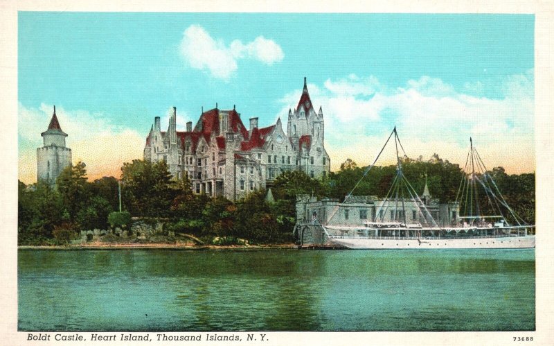Vintage Postcard Boldt Castle Sea Ocean Heart Island Thousand Islands New York