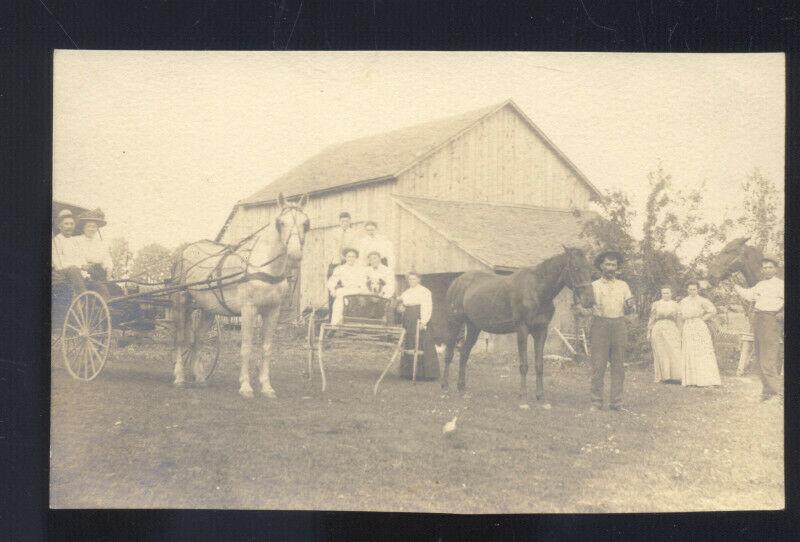 RPPC WEST UNION OHIO BURNS FARM FARMING HORSE & BUGGY REAL PHOTO POSTCARD