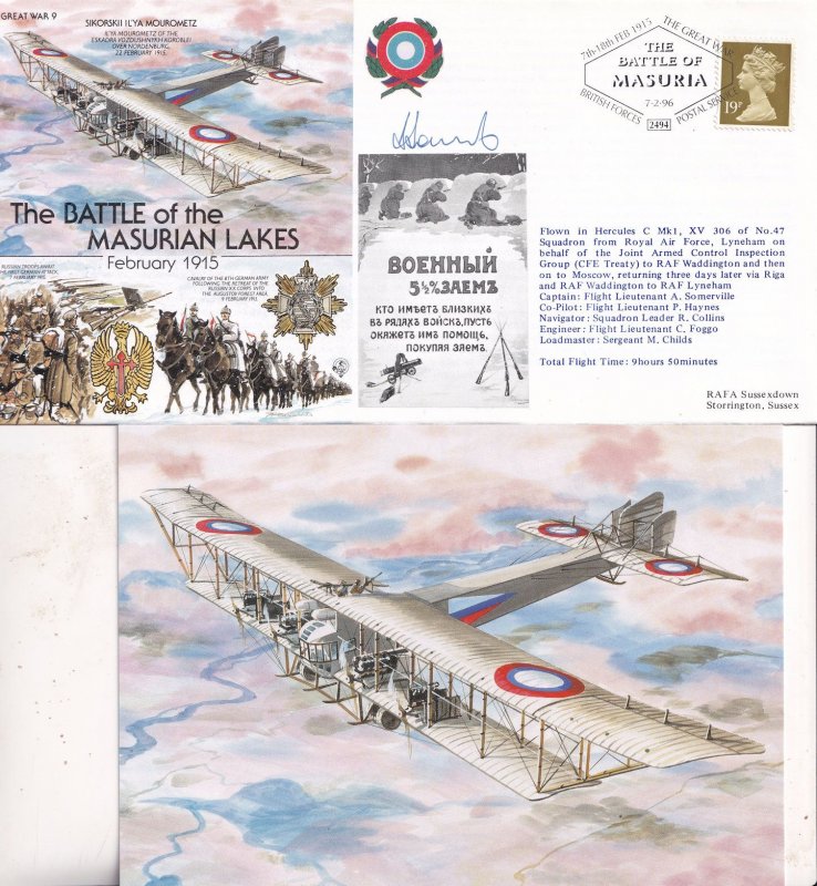 Battle Of Masurian Lakes Pilot Hand Signed WW1 Military FDC