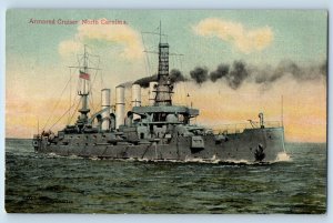 North Carolina Postcard Armored Cruiser Steamer Battle Ship Navy c1910 Vintage