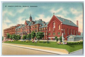 Memphis Tennessee TN Postcard St. Joseph Hospital Building Exterior c1940s Trees