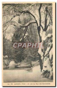 Old Postcard Luchon winter A corner of the Quinconces Park