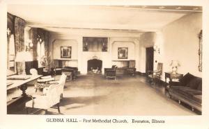 Evanston Illinois~Glenna Hall~1st Methodist Hospital~Fireplace RPPC 1920s