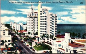 Florida Miami Beach Collins Avenue Looking North From 38th Street 1955