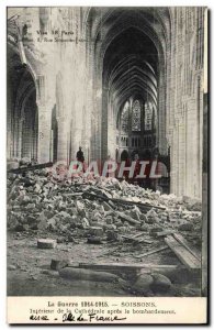 Old Postcard War Soissons Interior of the Cathedral after the bombing Army