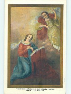 W-border PAINTING ON POSTCARD AT SAN MIGUEL CHURCH Santa Fe New Mexico NM AD1219