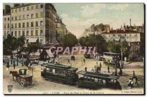 Old Postcard Tram Train Lyon up the bridge and over the Brasserie freedom of ...