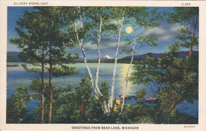 Michigan Greetings From Bear Lake With Slivery Moonlight Curteich