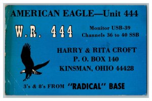 Postcard QSL Radio Card From Kinsman Ohio Unit 444 