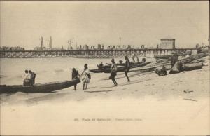 Dakar Senegal Plage de Rufisque c1900 UDB Postcard