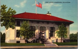 Linen Postcard Post Office in Kingfisher, Oklahoma
