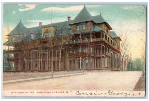 1906 Windsor Hotel Building Saratoga Springs New York NY Posted Antique Postcard 