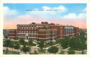 Virginia Minnesota High School 1940 Linen Postcard Used