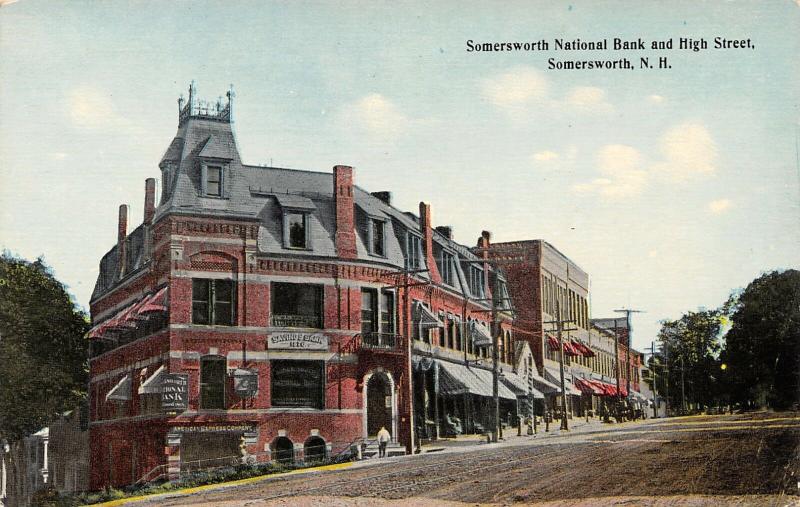 Somersworth New Hampshire~National Bank on High Street~American Express~1912 PC 