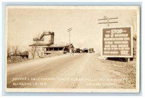 Donker's Observation Tower Top Polish Mt. Alleghany Co. MD RPPC Photo Postcard 