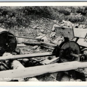 c1940s Occupational RPPC Miners Water-powered Laundry Hydropower Mill Wheel A211