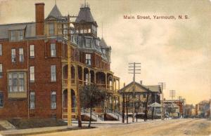 Yarmouth Nova Scotia Canada Main Street Scene Antique Postcard K99048