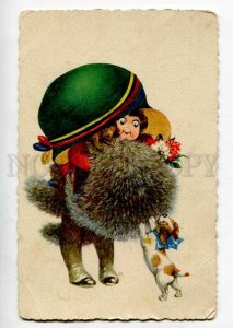 262100 ART DECO Girl & Terrier Dog FASHION Vintage LP #946 PC