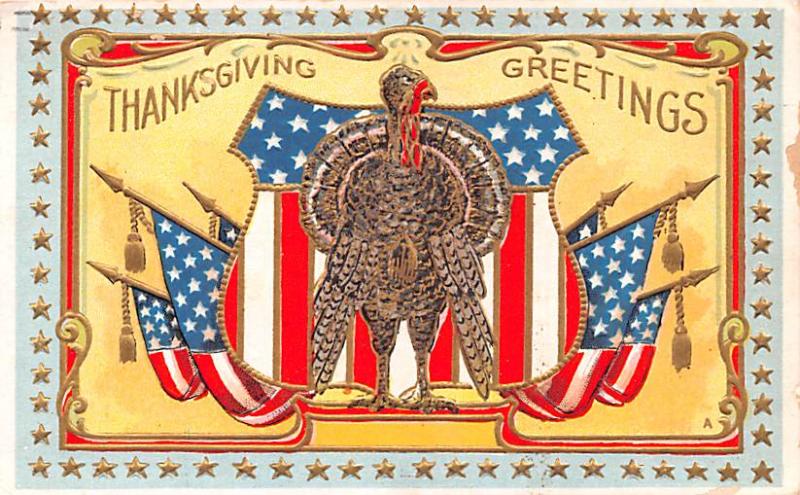 Thanksgiving Postcard Old Vintage Antique Post Card Patriotic Thanks Giving