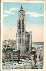 Woolworth Building New York City NY Sunrise Bird Eye View VTG Postcard WB UNP 
