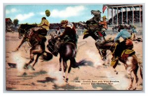 Cowboy Race Wild Broncos Frontier Days Cheyenne Wyoming WY UNP DB Postcard P20