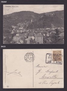 LUXEMBOURG 1911, Vintage postcard, Vianden, Panorama, Posted