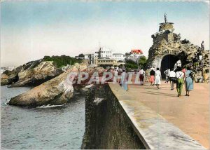Modern Postcard Biarritz Rock of Voerge and Musee de la Mer