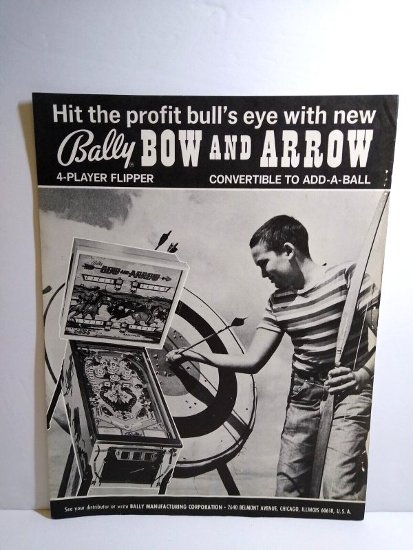 Bow And Arrow Pinball Machine Print AD Marketplace Magazine Advertising Artwork