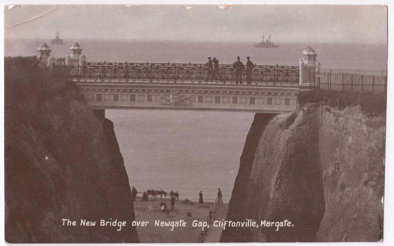 Kent; New Bridge Over Newgate Gap, Cliftonville, Margate RP PPC 1903 PMK 