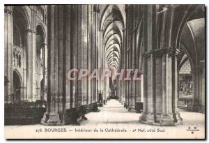 Old Postcard Bourges Interior of the Cathedral Nave South coast