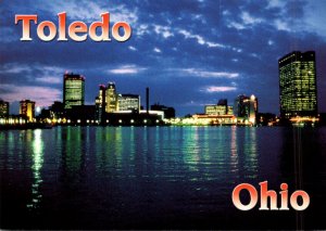 Ohio Toledo Downtown Skyline At Night