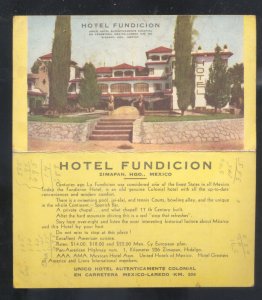 ZIMAPAN HGO. MEXICO HOTEL FUNDICION VINTAGE ADVERTISING EPHEMERA