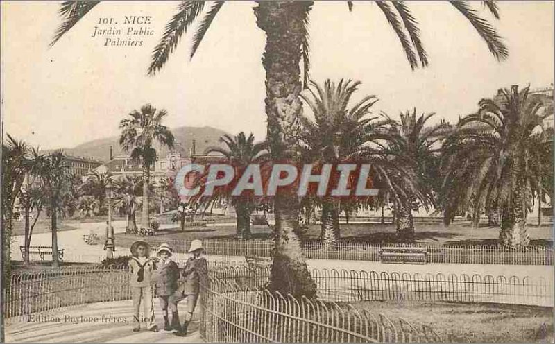 Postcard Old Nice Palms Public Gardens Children