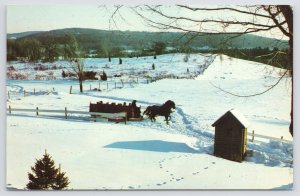 Olde Brookfield Massachusetts~Salem Cross Inn~Horse Drawn Sleigh~1960s Postcard