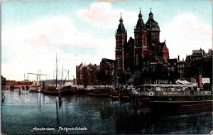 Netherlands Amsterdam Prins Hendrikkade Vintage Postcard C022