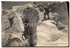 Old Postcard Chamonix perilous ascent of Passage & # 39A crack climbing Mont ...