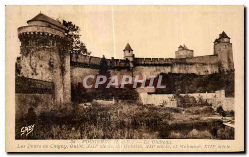 Old Postcard Fougeres Chateau Les Tours de Coigny Guibe