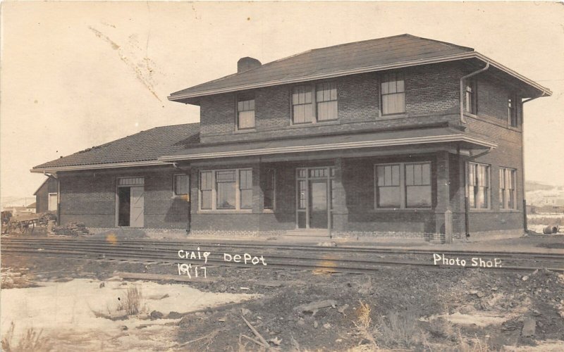H11/ Craig Colorado RPPC Postcard c1920s Railroad Depot Station 