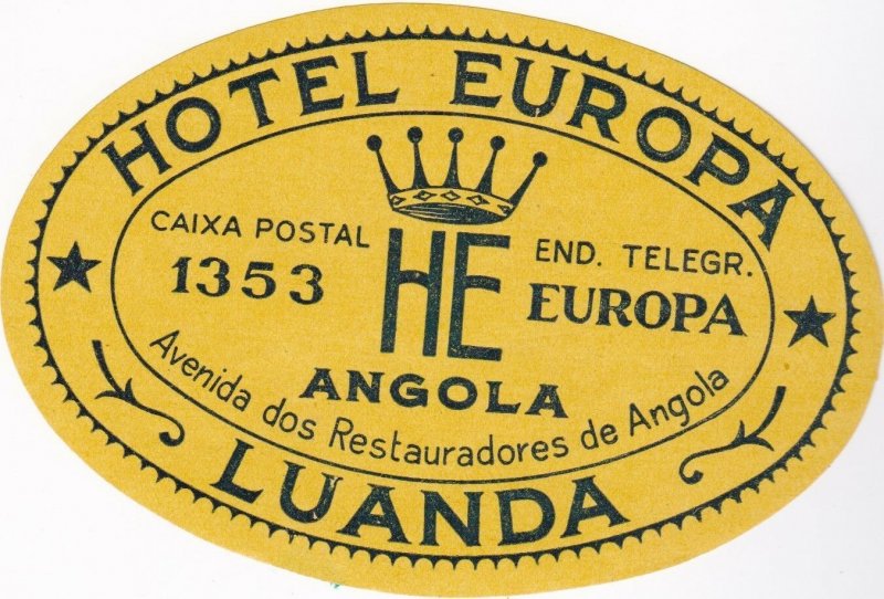 Angola Luanda Hotel Europa Vintage Luggage Label lbl0785