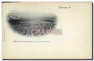 Old Postcard Champagne Moet & Chandon view of the hills & # 39Ay Epernay