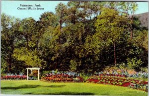 Postcard PARK SCENE Council Bluffs Iowa IA AO4455