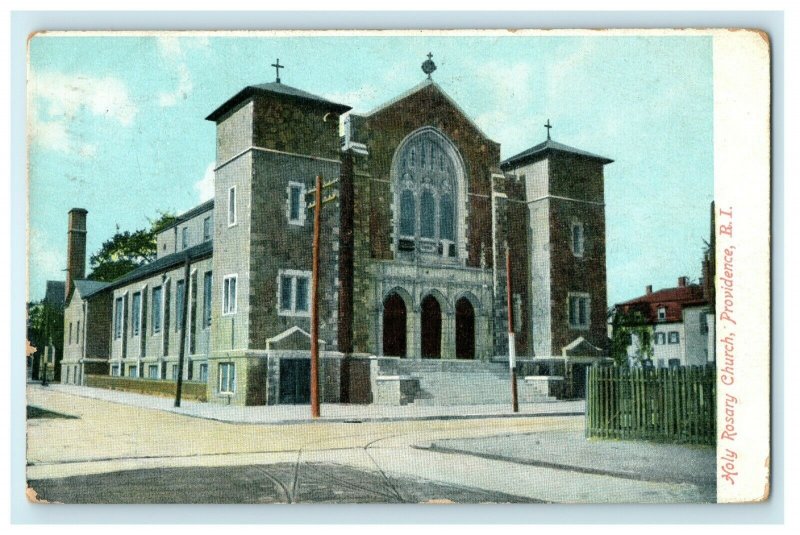 1907 Holy Rosary Church, Providence Rhode Island RI Cancel Postcard